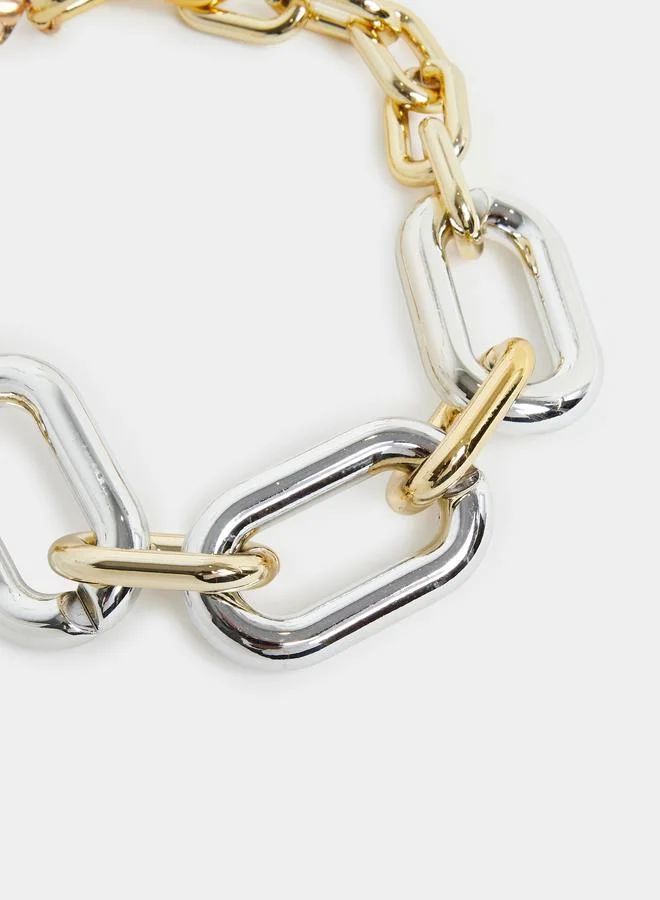 Styli  Two-Tone Chunky Chain Necklace for Women | Best Price UAE